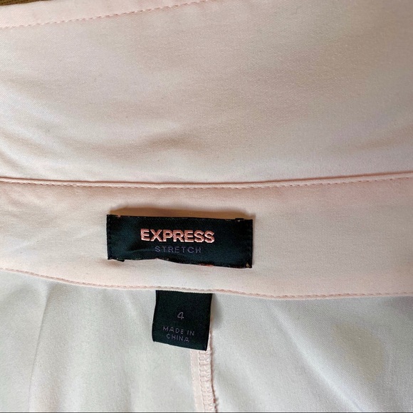 EXPRESS Pale Pink Fitted Blouse Cuffs Long Sleeves - Picture 7 of 8